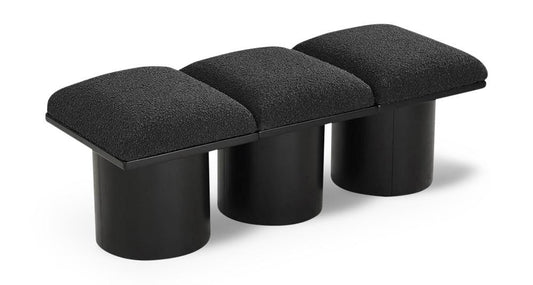 Meridian Furniture - Pavilion Black Boucle Fabric Bench - 3Pc - 466Black-3A veiw 1