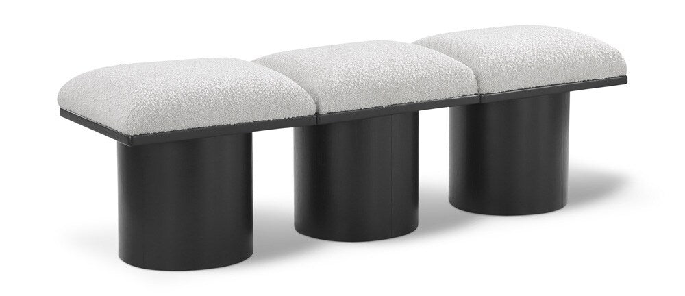 Meridian Furniture - Pavilion Cream Boucle Fabric Bench - 3Pc - 466Cream-3A veiw 1