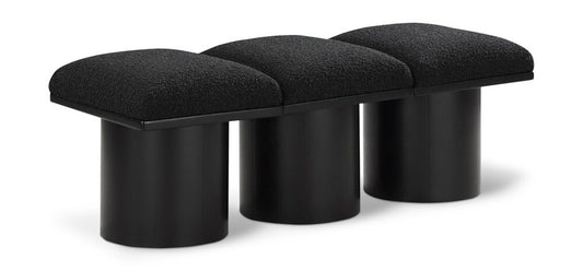 Meridian Furniture - Pavilion Black Boucle Fabric Bench - 3Pc - 466Black-3B veiw 1