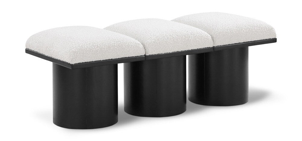 Meridian Furniture - Pavilion Cream Boucle Fabric Bench - 3Pc - 466Cream-3B veiw 1
