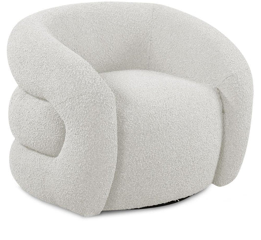 Meridian Furniture - Roxbury Cream Boucle Fabric Swivel Accent Chair - 473Cream veiw 1