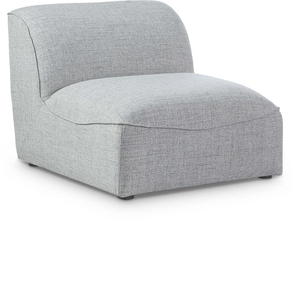 Meridian Furniture - Miramar Grey Durable Linen Textured Armless - 683Grey-Armless veiw 1
