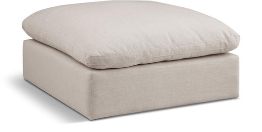 Meridian Furniture - Comfy Beige Linen Textured Fabric Modular Ottoman - 187Beige-Ott veiw 1