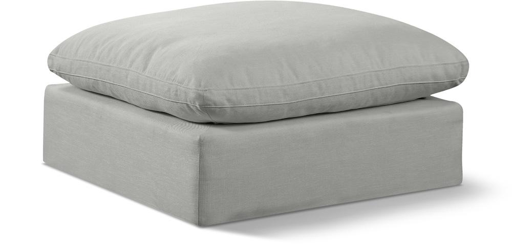 Meridian Furniture - Comfy Grey Linen Textured Fabric Modular Ottoman - 187Grey-Ott veiw 1