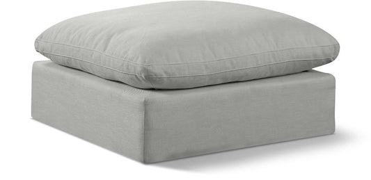 Meridian Furniture - Comfy Grey Linen Textured Fabric Modular Ottoman - 187Grey-Ott veiw 1