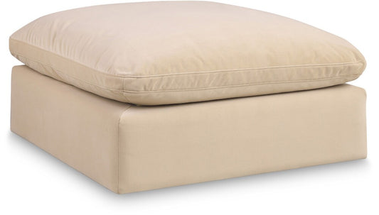 Meridian Furniture - Comfy Beige Velvet Modular Ottoman - 189Beige-Ott veiw 1
