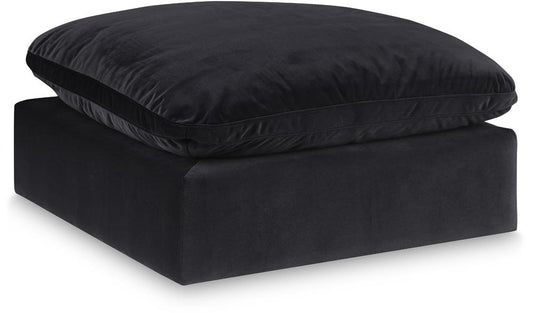 Meridian Furniture - Comfy Black Velvet Modular Ottoman - 189Black-Ott veiw 1