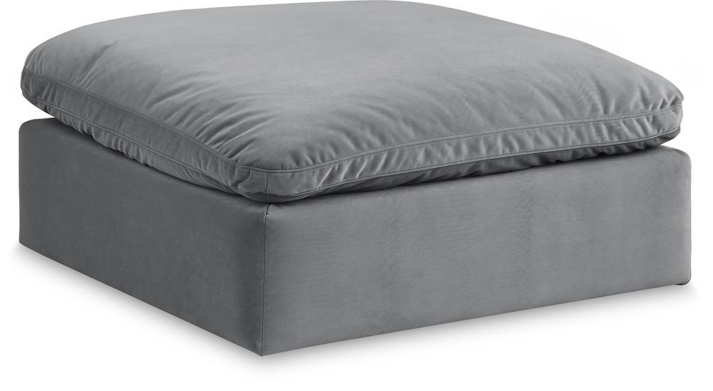 Meridian Furniture - Comfy Grey Velvet Modular Ottoman - 189Grey-Ott veiw 1