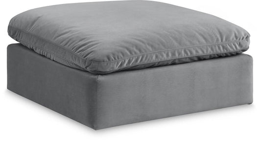 Meridian Furniture - Comfy Grey Velvet Modular Ottoman - 189Grey-Ott veiw 1