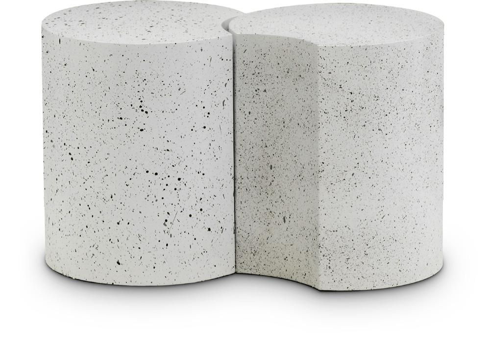 Meridian Furniture - Dimple White End Table - 2Pc - 99084White-2D veiw 1