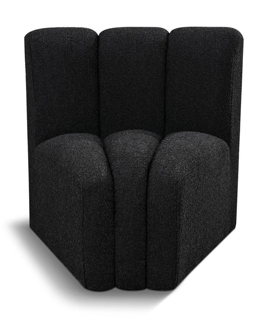 Meridian Furniture - Arc Black Boucle Fabric Curved Corner - 102Black-CC veiw 1