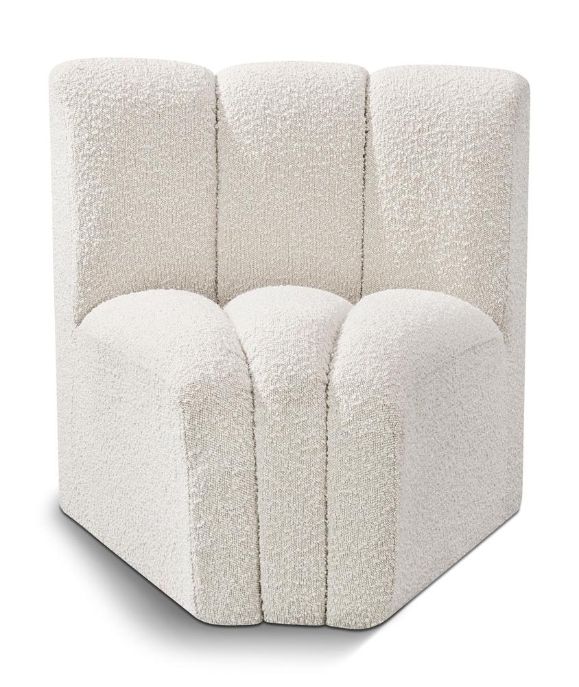 Meridian Furniture - Arc Cream Boucle Fabric Curved Corner - 102Cream-CC veiw 1