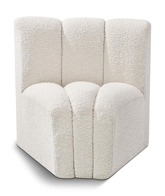 Meridian Furniture - Arc Cream Boucle Fabric Curved Corner - 102Cream-CC veiw 1