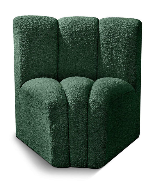 Meridian Furniture - Arc Green Boucle Fabric Curved Corner - 102Green-CC veiw 1