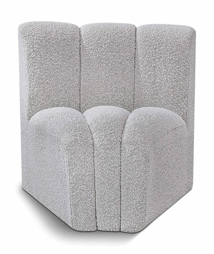 Meridian Furniture - Arc Grey Boucle Fabric Curved Corner - 102Grey-CC veiw 1