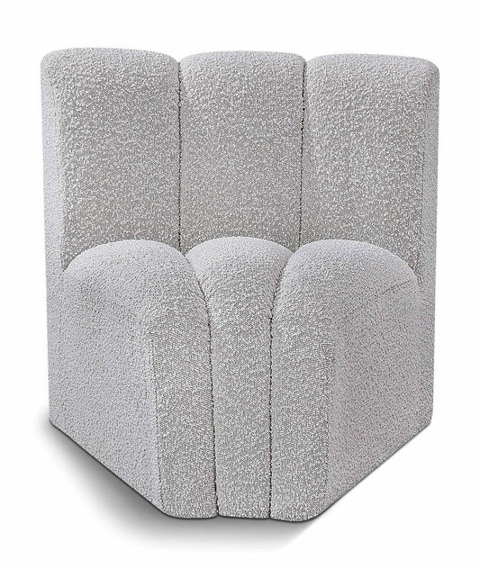 Meridian Furniture - Arc Grey Boucle Fabric Curved Corner - 102Grey-CC veiw 1