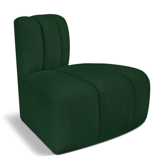 Meridian Furniture - Arc Green Boucle Fabric Reverse Corner - 102Green-RC veiw 1