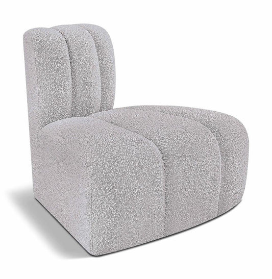 Meridian Furniture - Arc Grey Boucle Fabric Reverse Corner - 102Grey-RC veiw 1