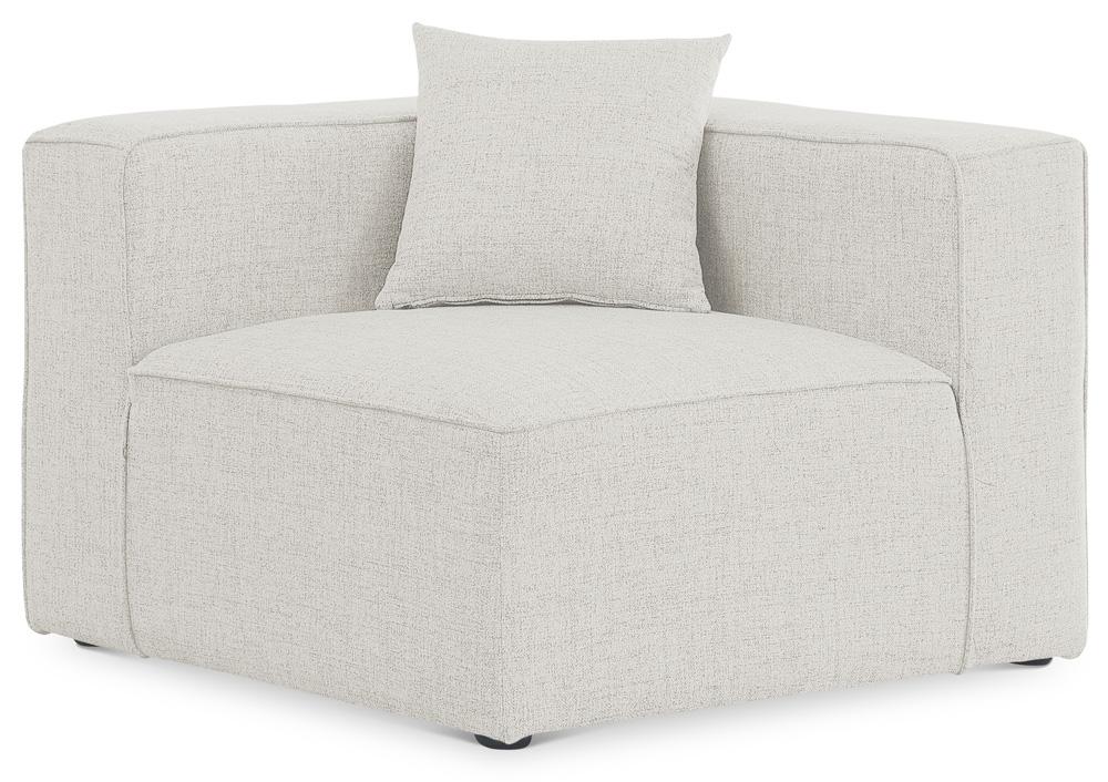 Meridian Furniture - Cube Cream Durable Linen Textured Corner Chair - 630Cream-Corner veiw 1
