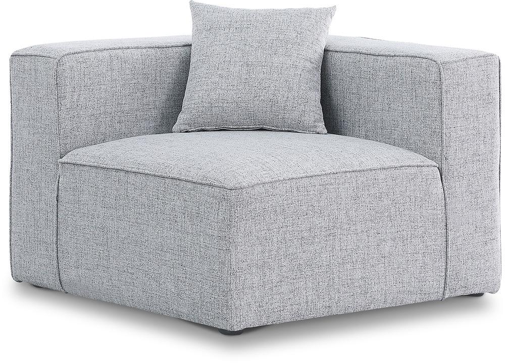 Meridian Furniture - Cube Grey Durable Linen Textured Corner Chair - 630Grey-Corner veiw 1