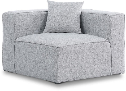 Meridian Furniture - Cube Grey Durable Linen Textured Corner Chair - 630Grey-Corner veiw 1