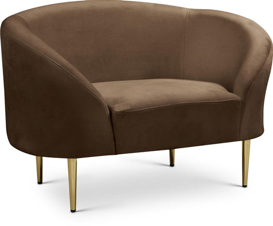 Meridian Furniture - Ritz Brown Velvet Chair - 659Brown-C veiw 1