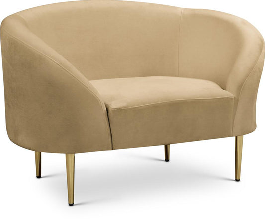 Meridian Furniture - Ritz Camel Velvet Chair - 659Camel-C veiw 1