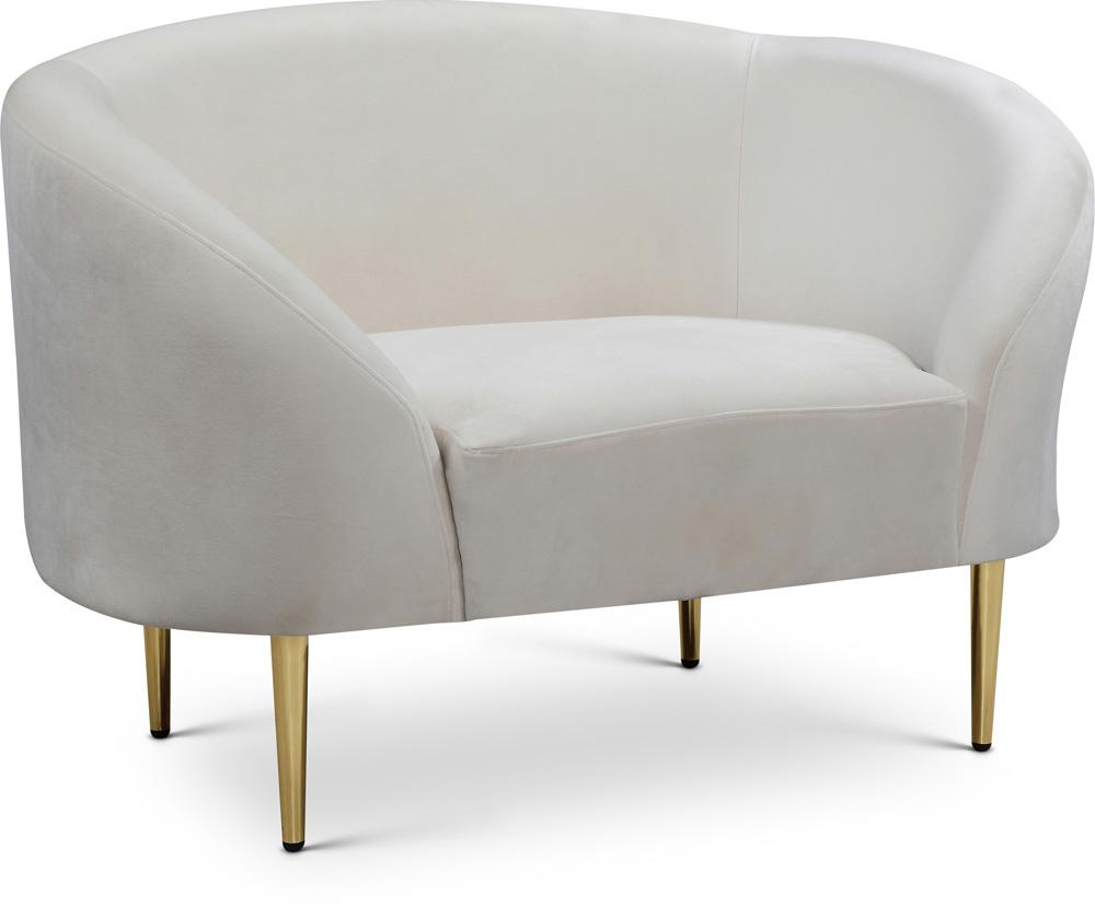 Meridian Furniture - Ritz Cream Velvet Chair - 659Cream-C veiw 1