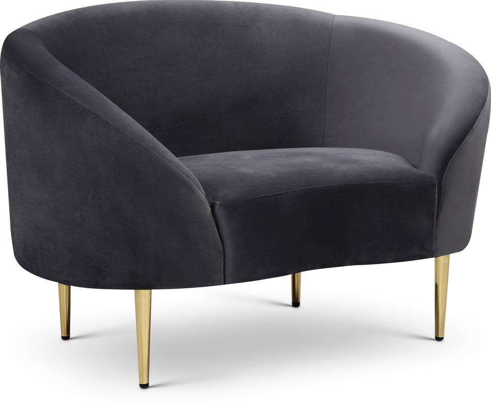Meridian Furniture - Ritz Grey Velvet Chair - 659Grey-C veiw 1