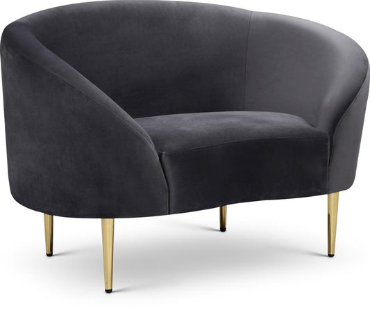 Meridian Furniture - Ritz Grey Velvet Chair - 659Grey-C veiw 1