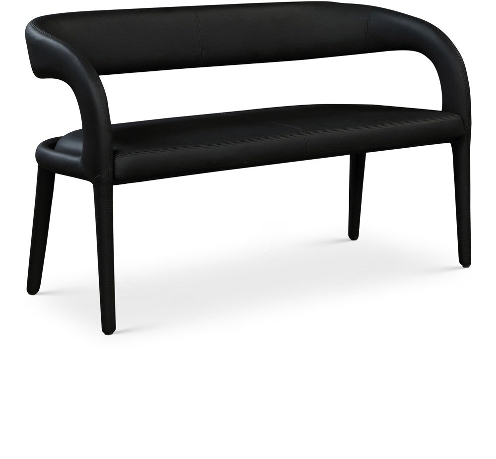 Meridian Furniture - Sylvester Black Vegan Leather Bench - 988Black veiw 1