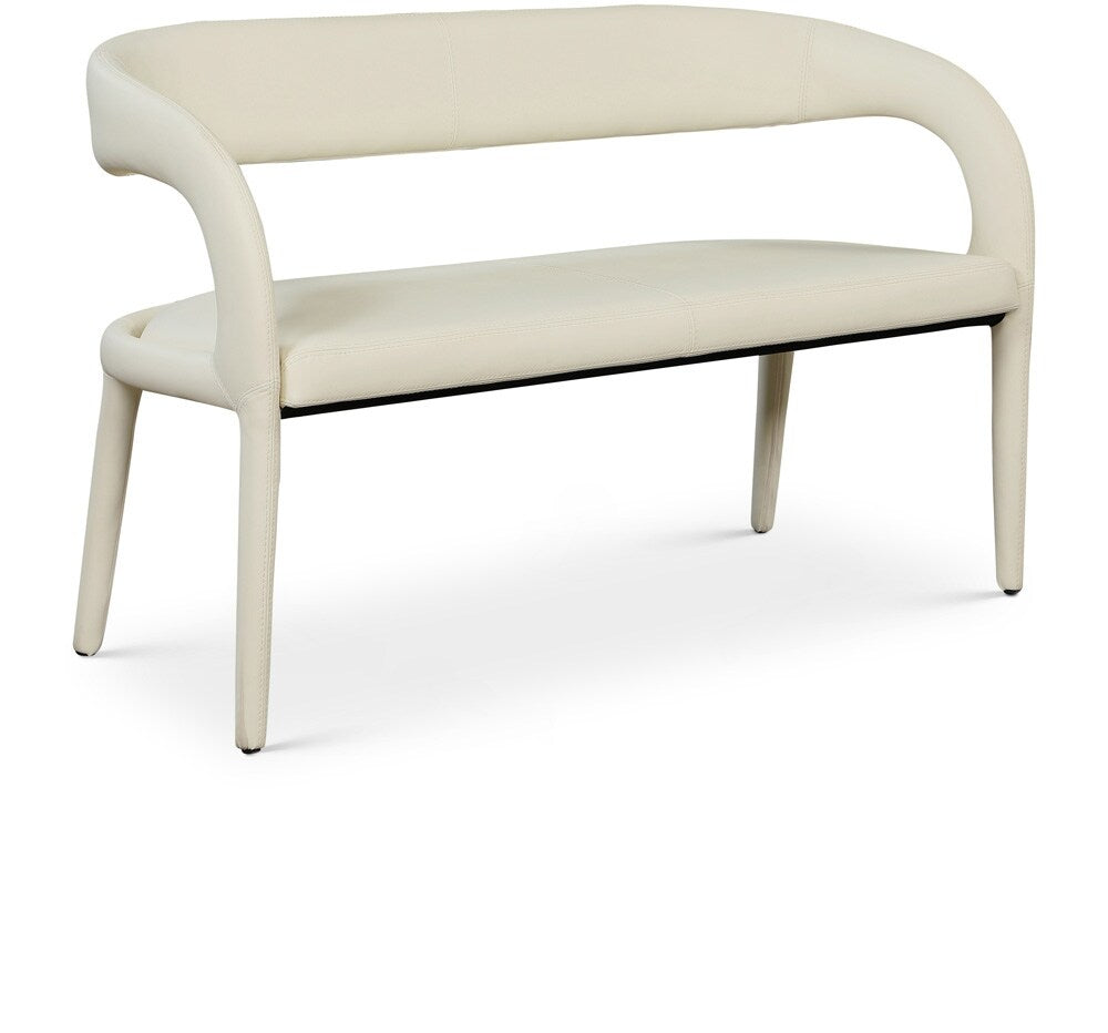 Meridian Furniture - Sylvester Cream Vegan Leather Bench - 988Cream veiw 1