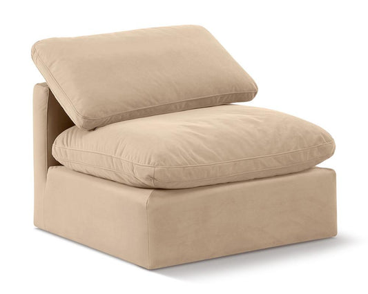 Meridian Furniture - Indulge Beige Velvet Armless Chair - 147Beige-Armless veiw 1