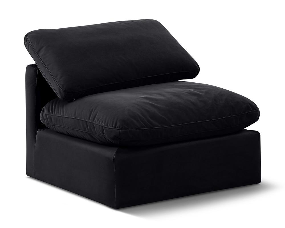 Meridian Furniture - Indulge Black Velvet Armless Chair - 147Black-Armless veiw 1