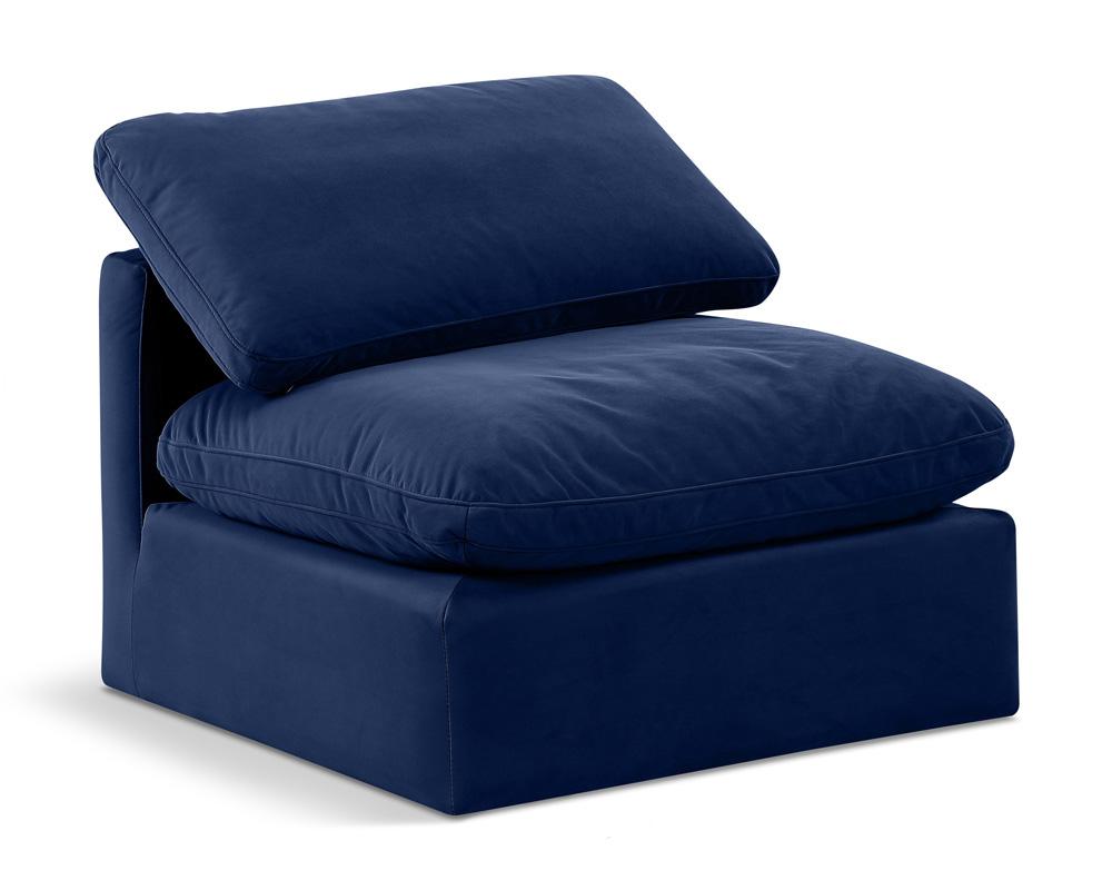 Meridian Furniture - Indulge Navy Velvet Armless Chair - 147Navy-Armless veiw 1