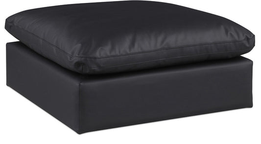Meridian Furniture - Comfy Black Vegan Leather Modular Ottoman - 188Black-Ott veiw 1