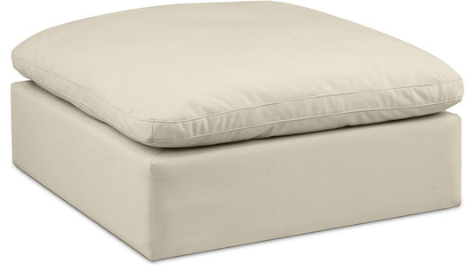 Meridian Furniture - Comfy Cream Vegan Leather Modular Ottoman - 188Cream-Ott veiw 1