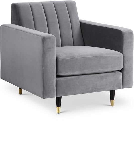 Meridian Furniture - Lola Grey Velvet Chair - 619Grey-C veiw 1