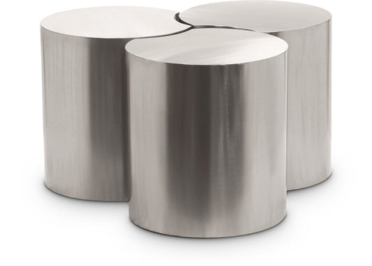 Meridian Furniture - Dimple Silver Coffee Table - 3Pc - 99081Silver-3E veiw 1
