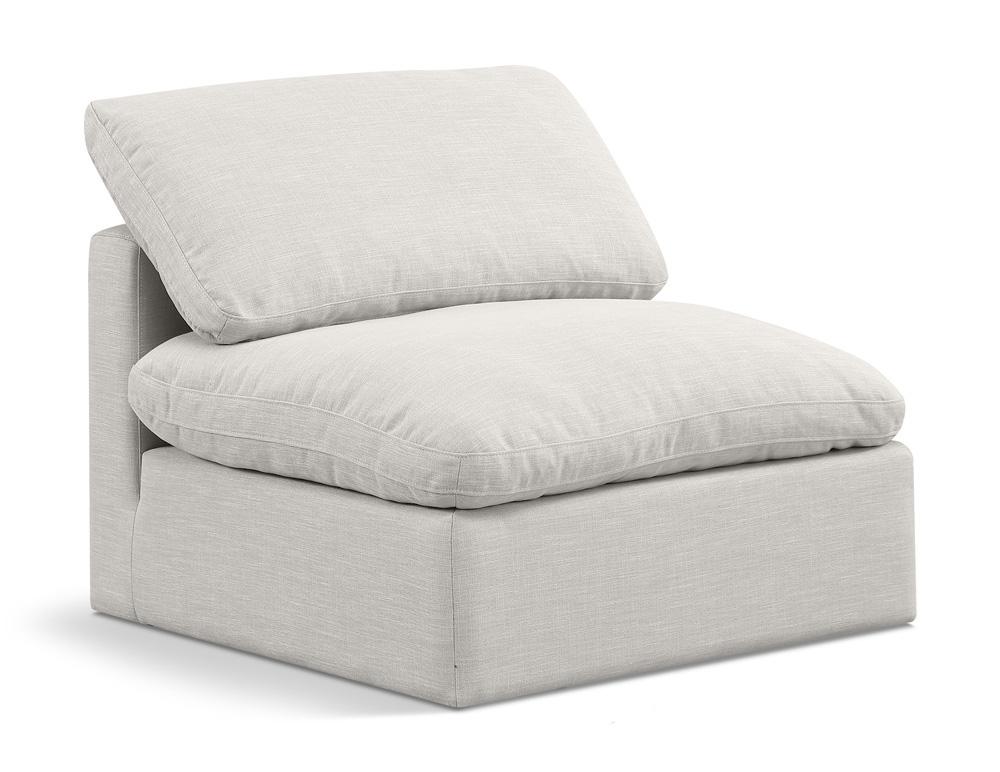Meridian Furniture - Indulge Cream Linen Textured Fabric Armless Chair - 141Cream-Armless veiw 1