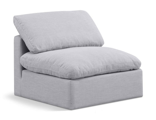Meridian Furniture - Indulge Grey Linen Textured Fabric Armless Chair - 141Grey-Armless veiw 1