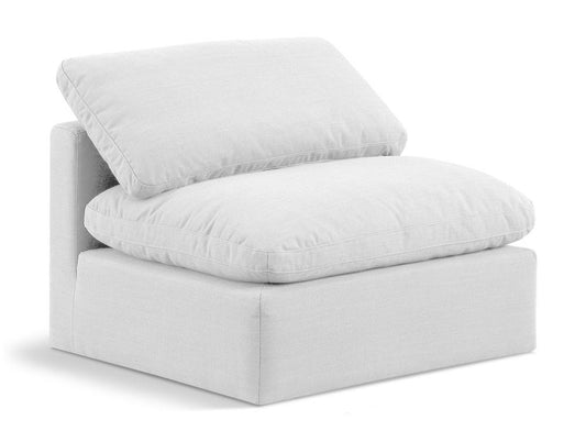 Meridian Furniture - Indulge White Linen Textured Fabric Armless Chair - 141White-Armless veiw 1