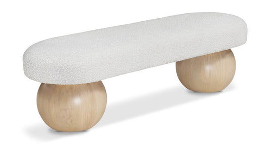Meridian Furniture - Bowie Cream Bench - 22042Cream veiw 1