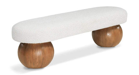 Meridian Furniture - Bowie Cream Bench - 22044Cream veiw 1