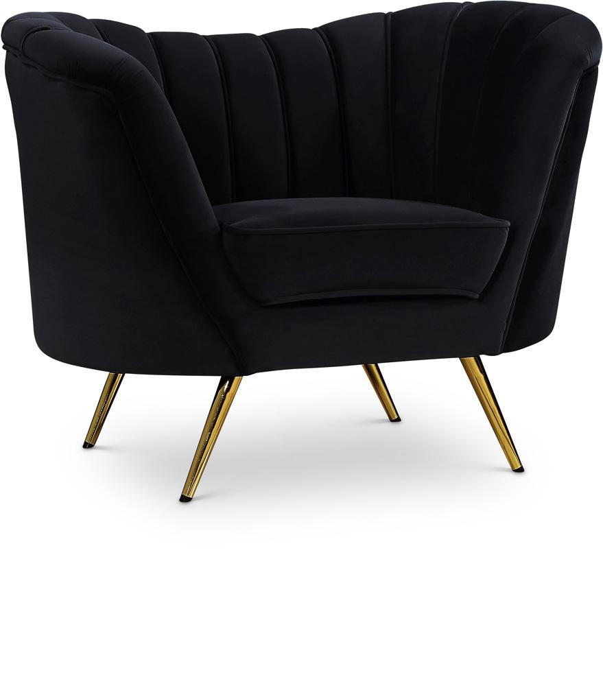 Meridian Furniture - Margo Black Velvet Chair - 622Black-C veiw 1