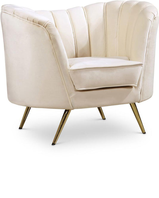 Meridian Furniture - Margo Cream Velvet Chair - 622Cream-C veiw 1