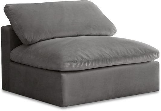 Meridian Furniture - Cozy Grey Velvet Chair - 634Grey-Armless veiw 1