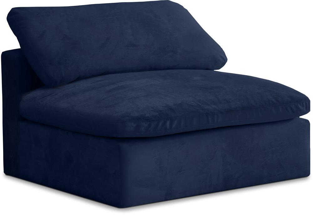 Meridian Furniture - Cozy Navy Velvet Chair - 634Navy-Armless veiw 1