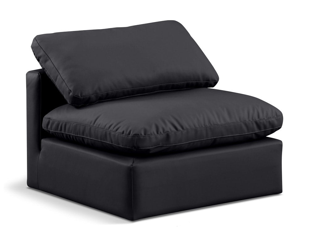 Meridian Furniture - Indulge Black Vegan Leather Armless Chair - 146Black-Armless veiw 1