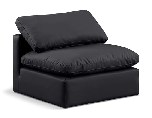 Meridian Furniture - Indulge Black Vegan Leather Armless Chair - 146Black-Armless veiw 1
